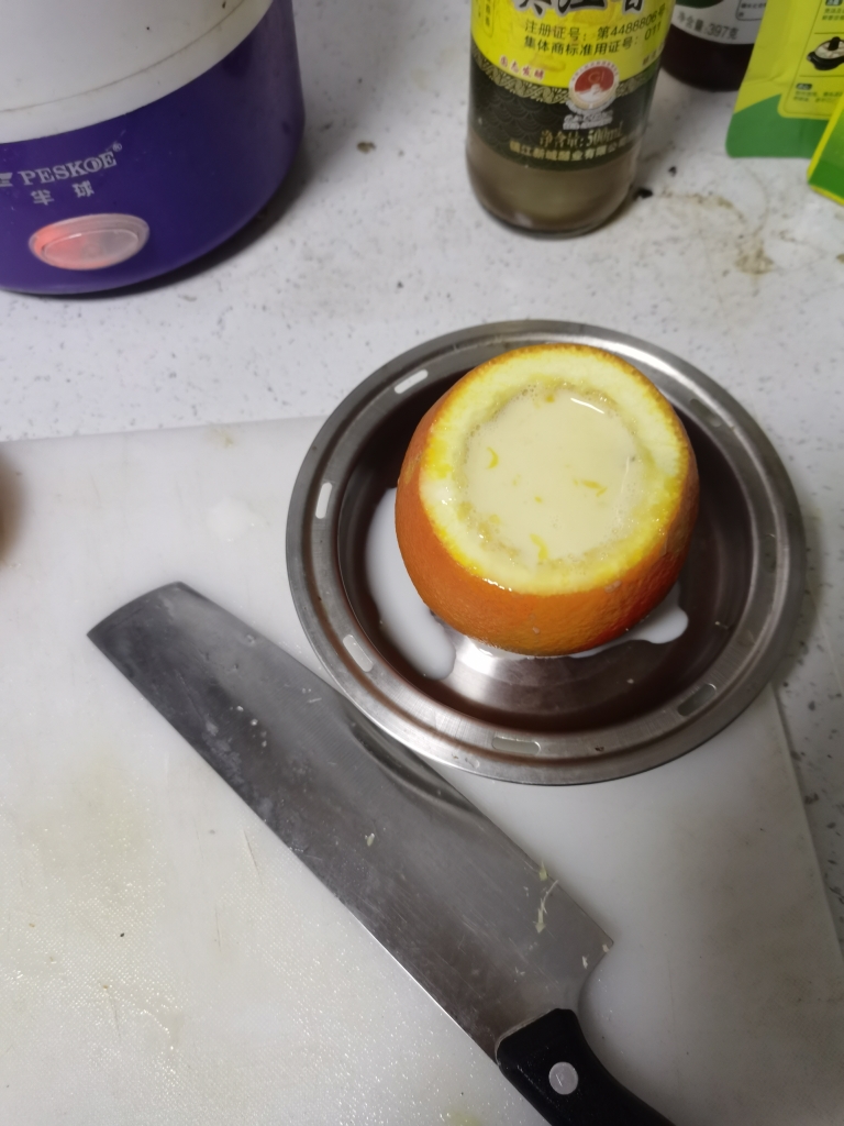 香橙牛奶炖蛋的做法 步骤5