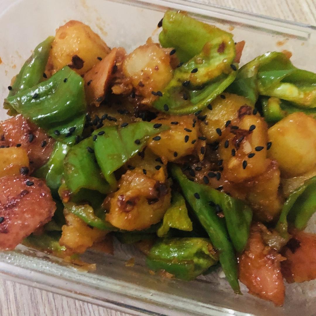 家常素菜-火腿炒土豆片