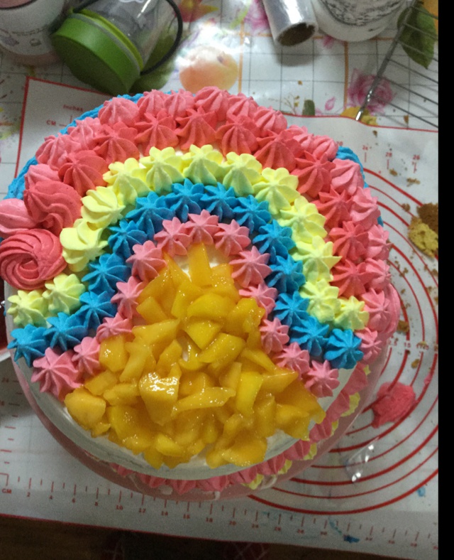 详细的裱花教程--彩虹蛋糕
