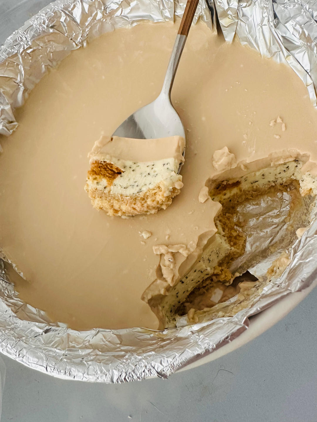 免烤箱❗️免打发❗️奶茶冻焦糖伯爵芝士蛋糕