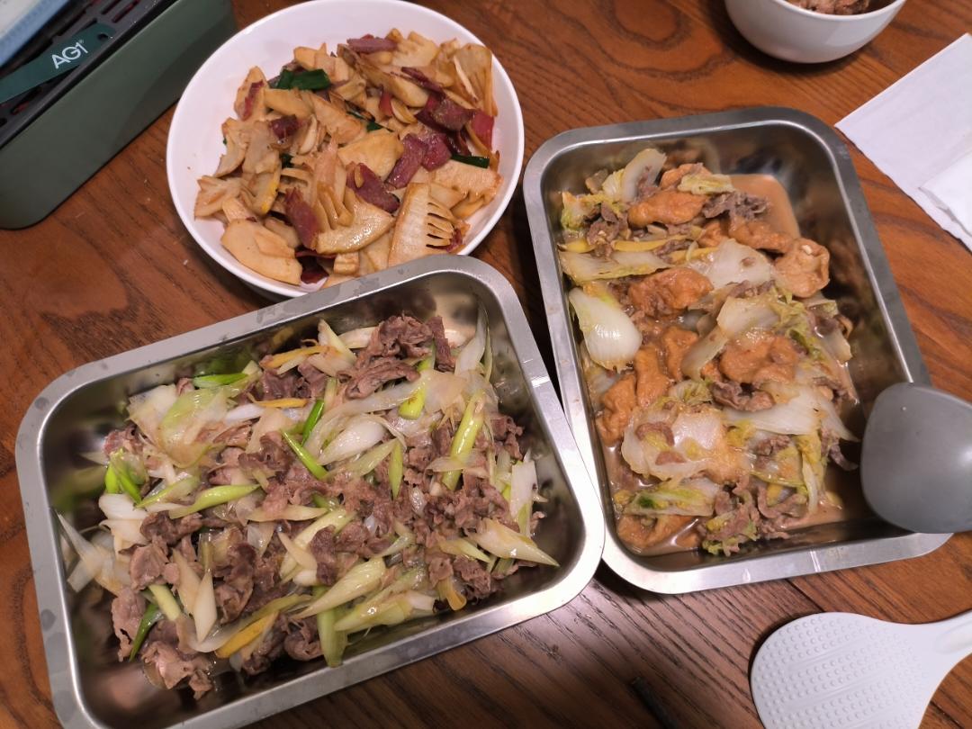 白菜炒肉丝炒面筋（多汁版）