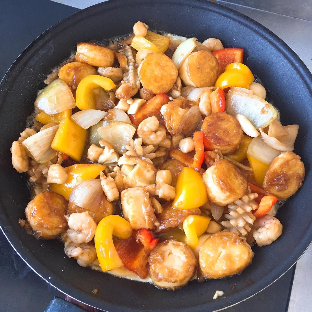 铁板海鲜日本豆腐 Seafood with Japanese Dofu
