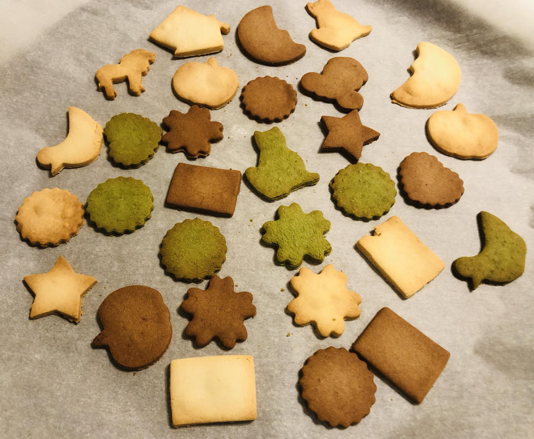 超简单🔥圣诞压纹曲奇饼干🎄原味巧克力抹茶三种口味