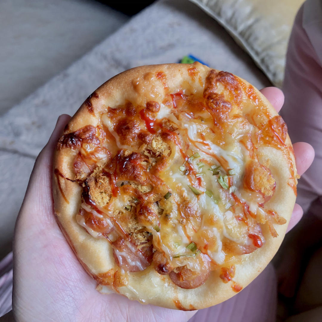 🍕快手简单｜一次发酵｜可可爱爱火腿披萨小面包｜学生早餐