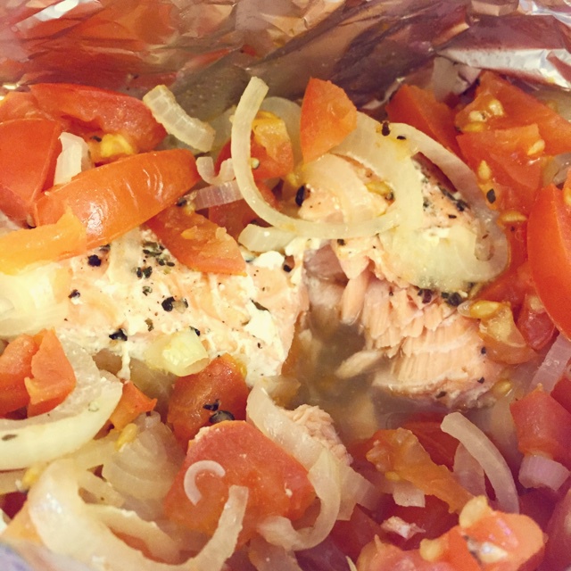 锡纸烤三文鱼  （Salmon Baked in Foil）