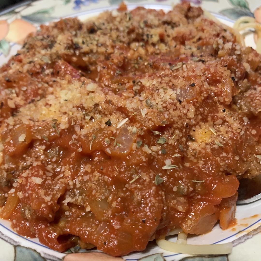 （完胜必胜客的）番茄肉酱意大利面～