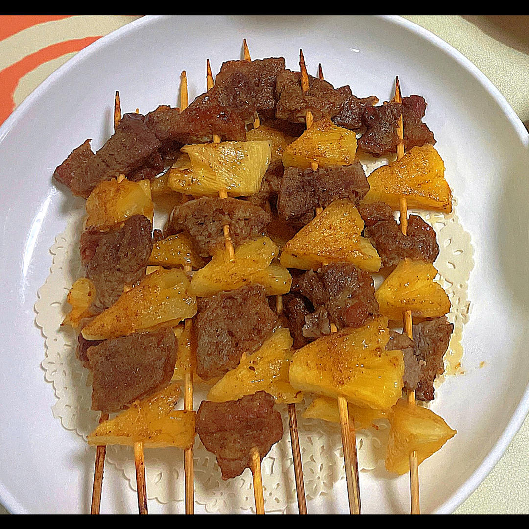 减脂期也可以吃的空气炸锅版菠萝牛肉串