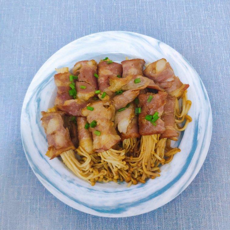 美味又快手的：金针菇培根卷