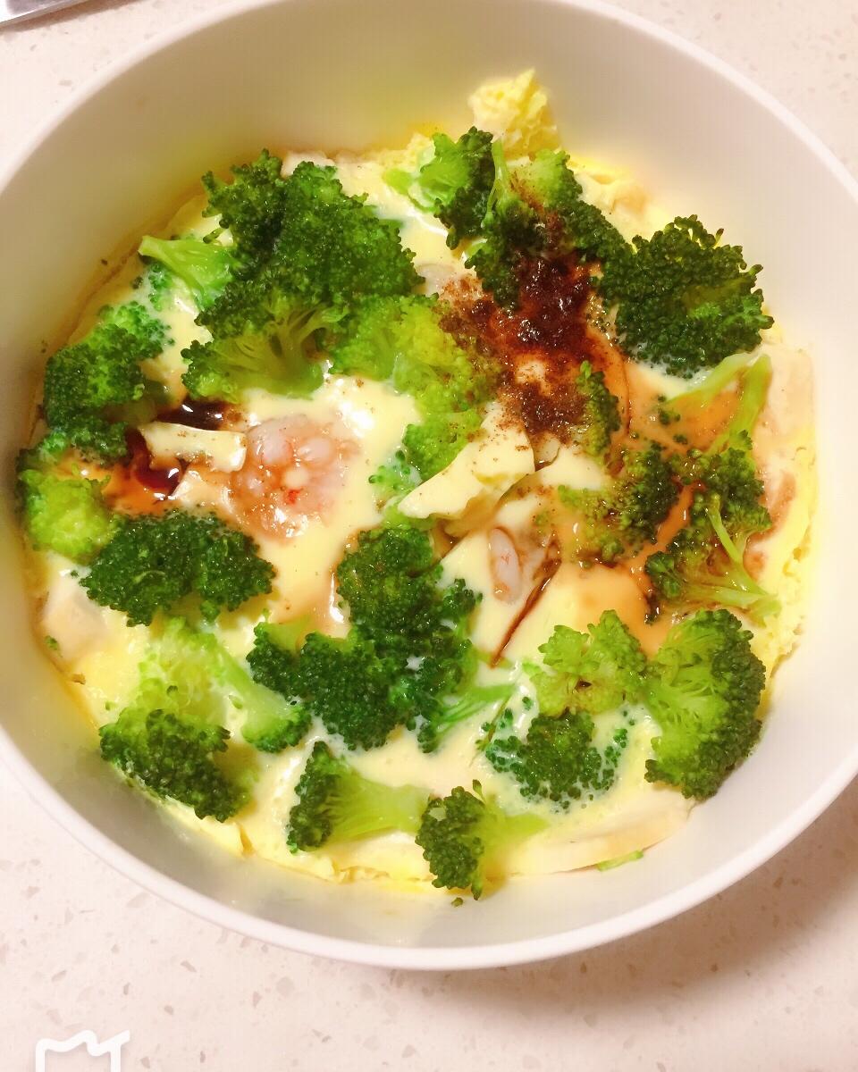 西兰花虾仁内酯豆腐蒸蛋，减脂餐