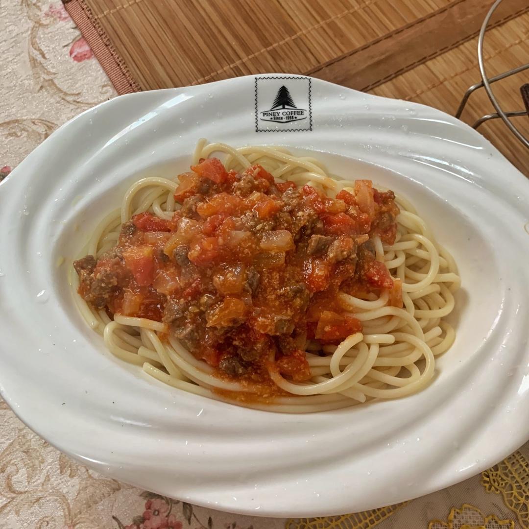 （完胜必胜客的）番茄肉酱意大利面～