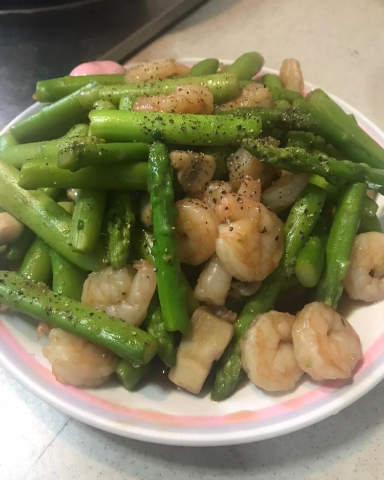 清炒芦笋虾仁