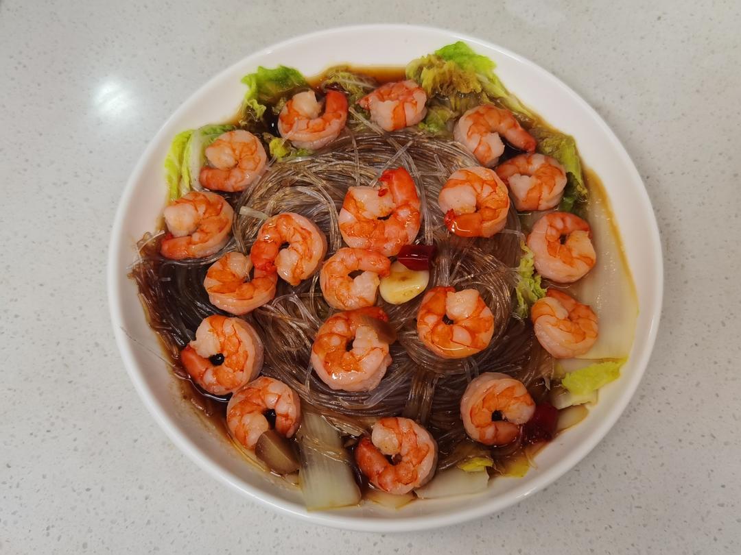 娃娃菜蒜蓉粉丝蒸虾仁🦐
