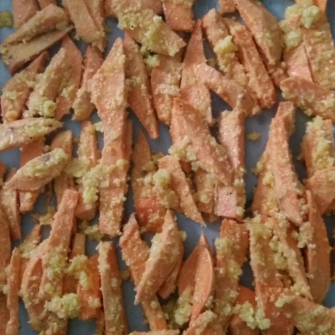 椰蓉烤红薯条（健康夜宵）