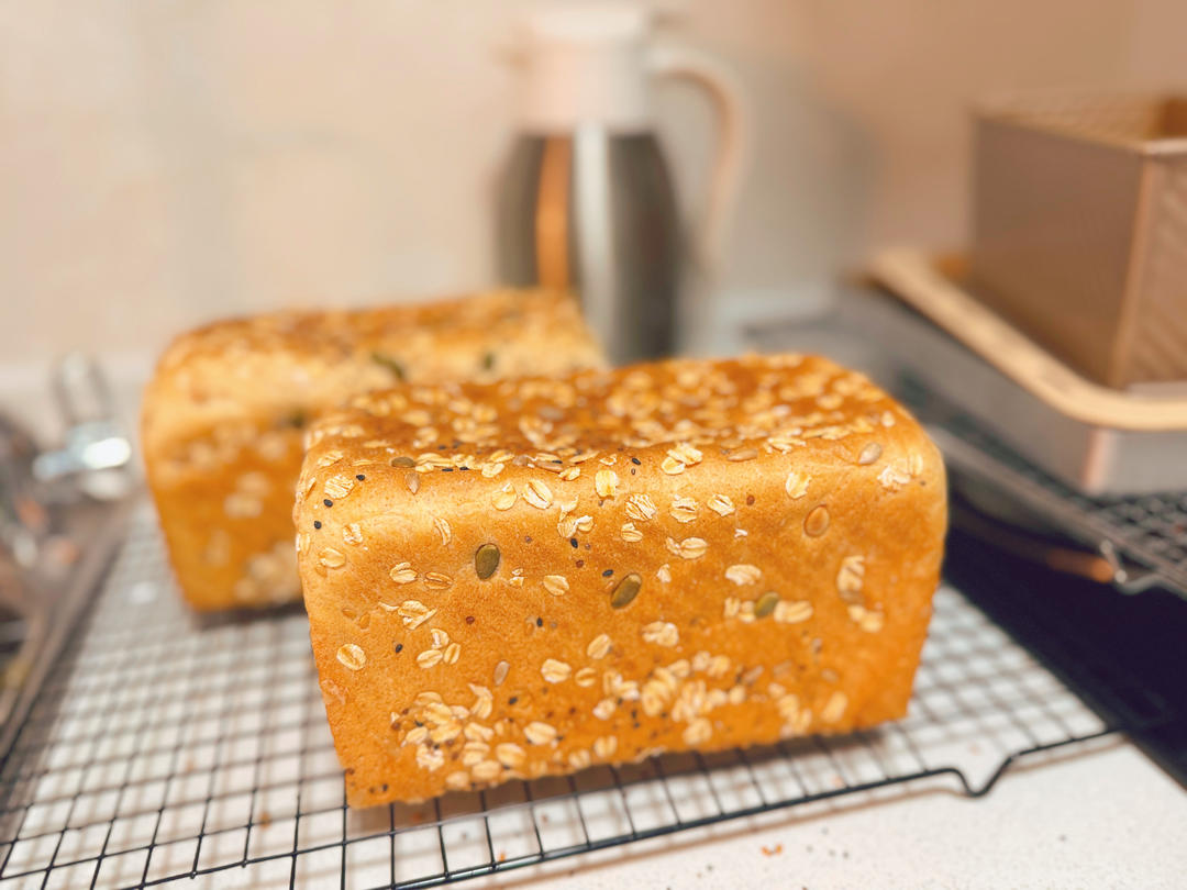 低油低糖杂粮全麦吐司，不需要面种直接法简单好做