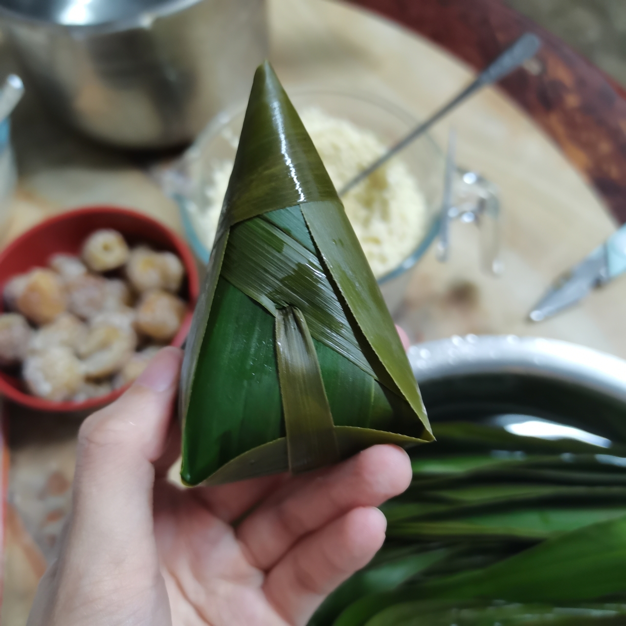 豆沙&蜜枣碱水粽（三角无绳粽包法视频）