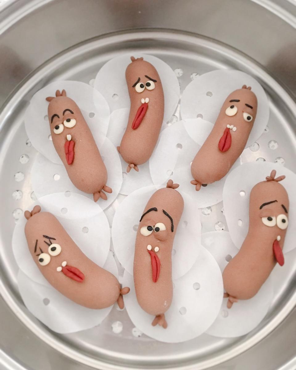 【搞怪香肠兄弟豆沙包】卡通馒头