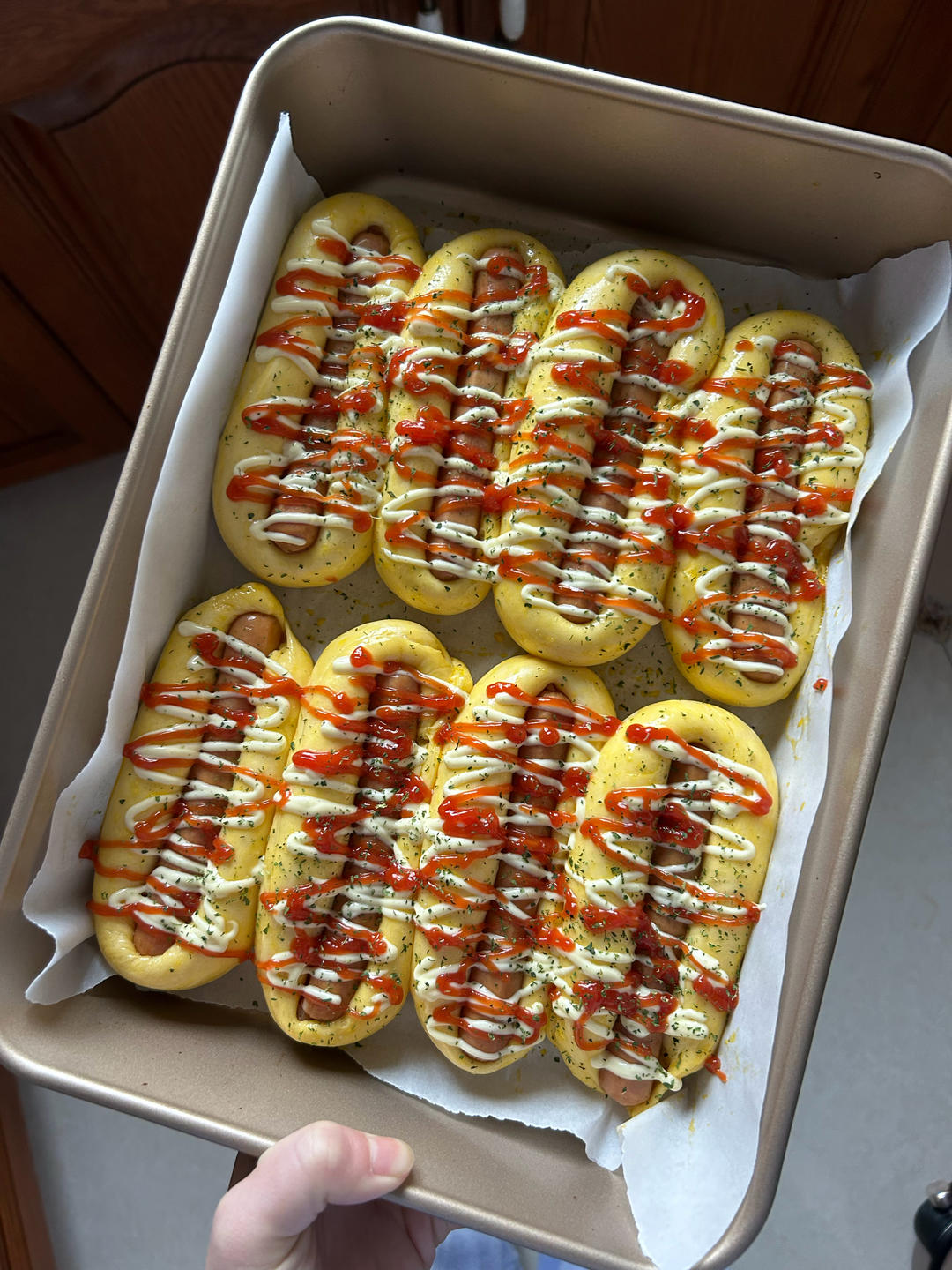 超级简单的烤肠面包