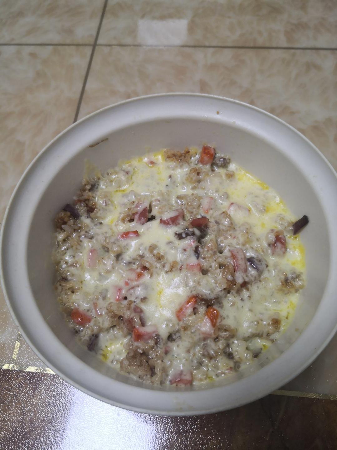 免烤箱❗️微波炉做的芝士焗饭，好香好诱人😍