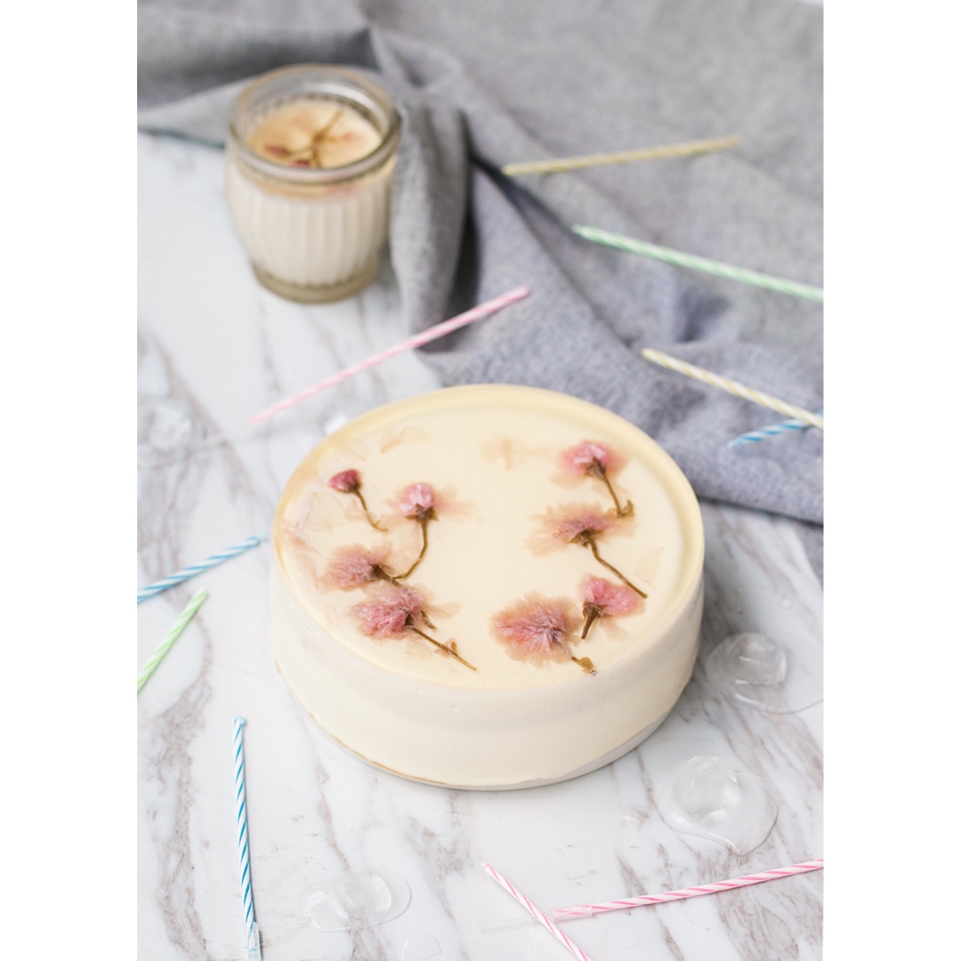 颜值爆表的樱花慕斯。（6寸圆模）