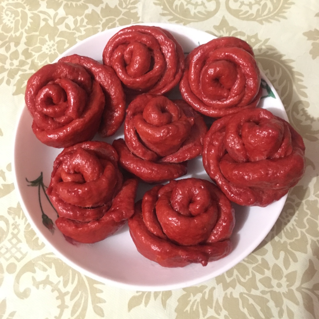 k-s_angela做的甜菜根红玫瑰馒头