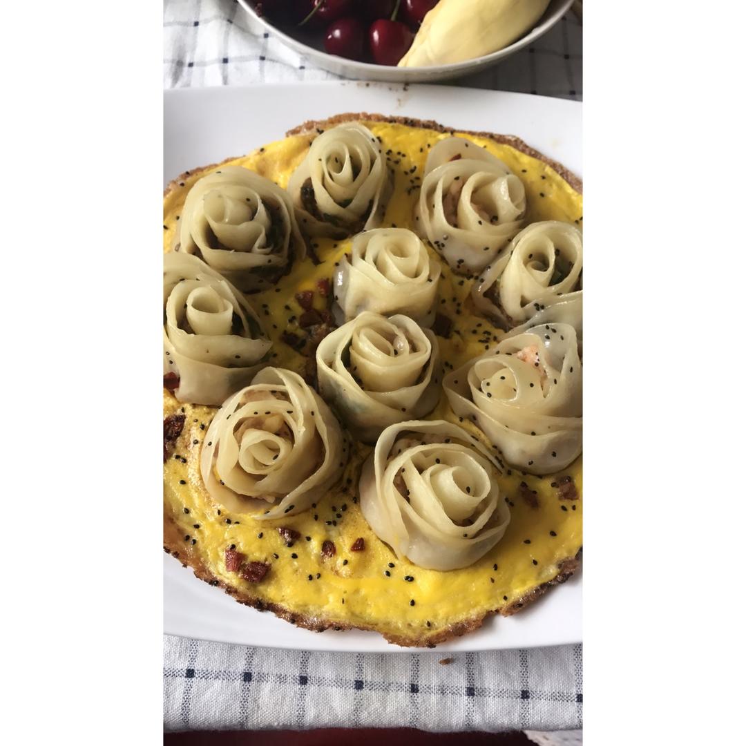 玫瑰花抱蛋煎饺