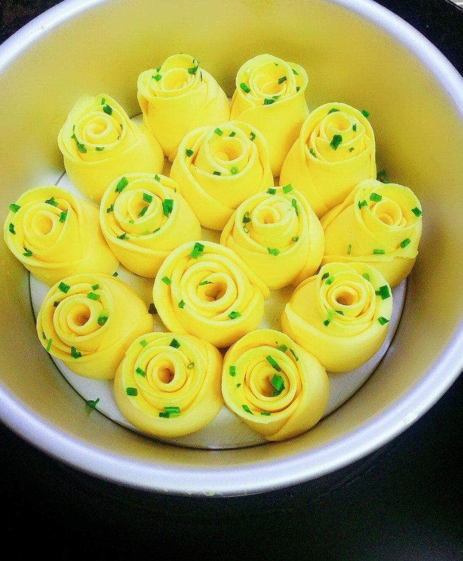 黄玫瑰馒头（一次发酵）