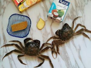 椰汁咖喱🦀大闸蟹的做法 步骤1