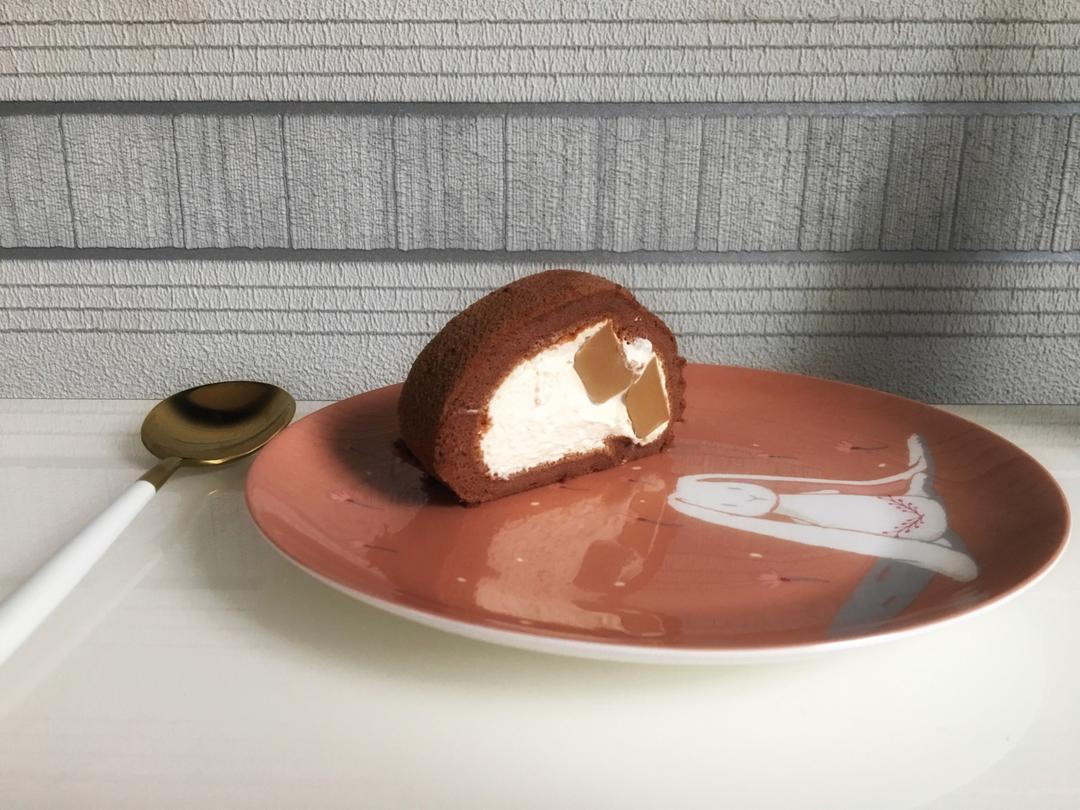 几分甜提拉米苏奶冻卷/不消泡不开裂摩卡蛋糕胚+冷萃咖啡奶冻+马斯卡彭奶油/烘焙视频蛋糕篇8「薄卷」