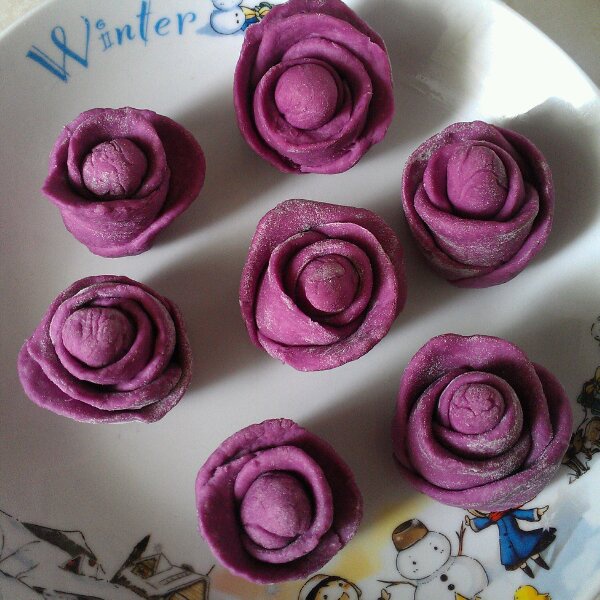 紫薯玫瑰花馒头