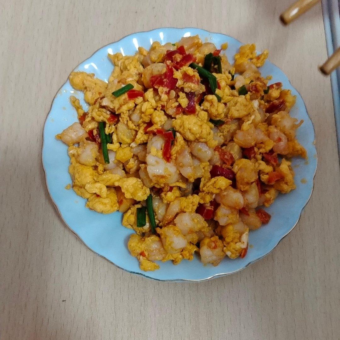 糟辣椒虾仁炒蛋