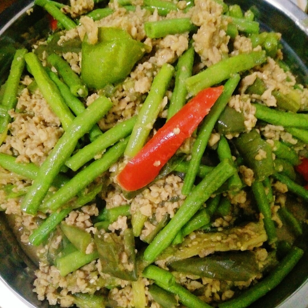 肉末烧豆角茄子