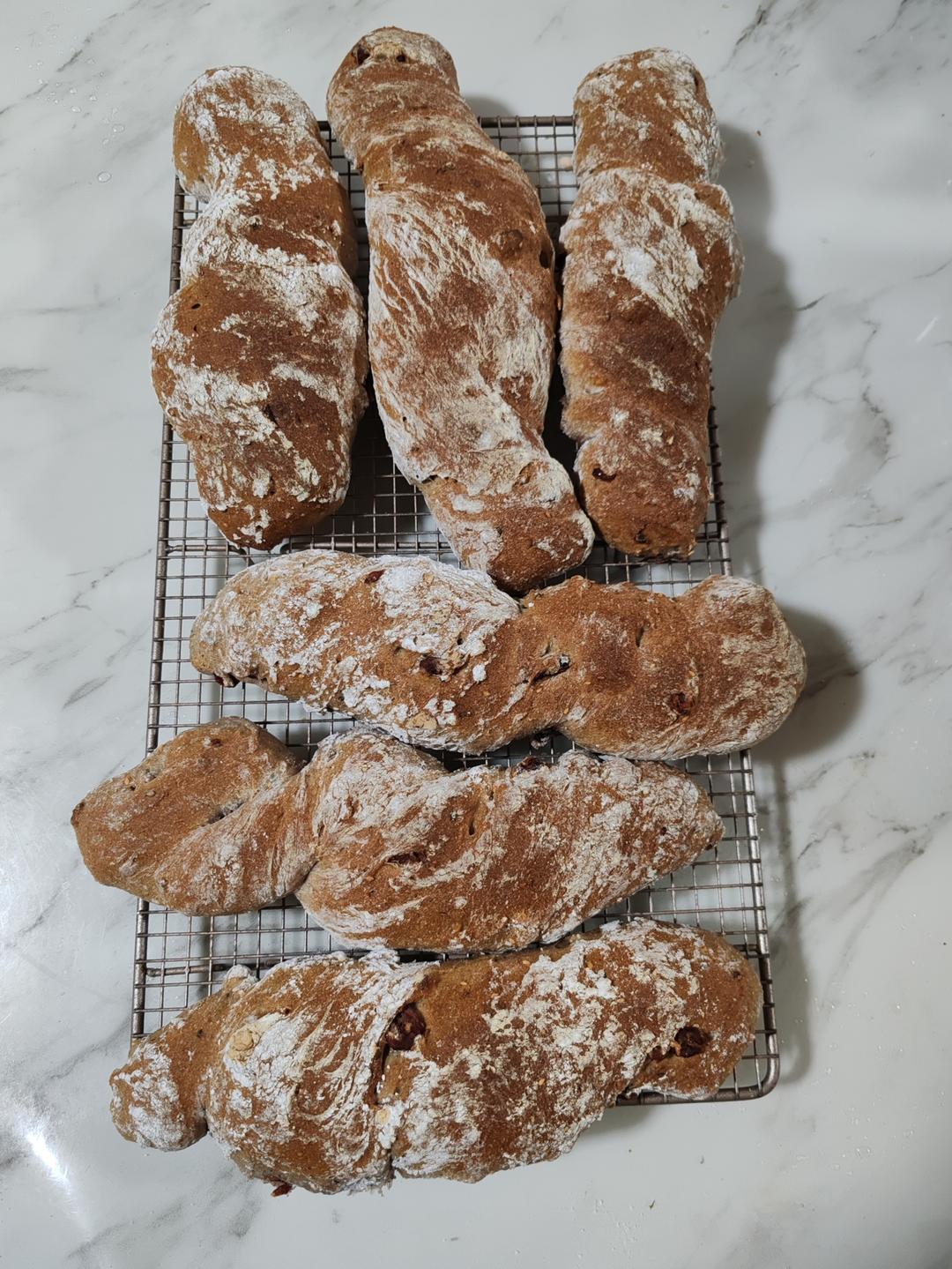 无油核桃果干面包棒~天然酵种