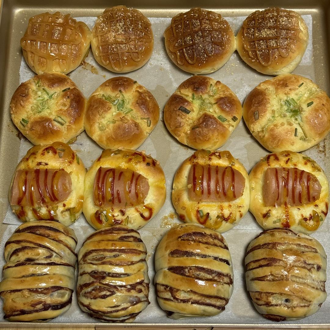 一个面团做4种口味面包！松软可口巨美味！