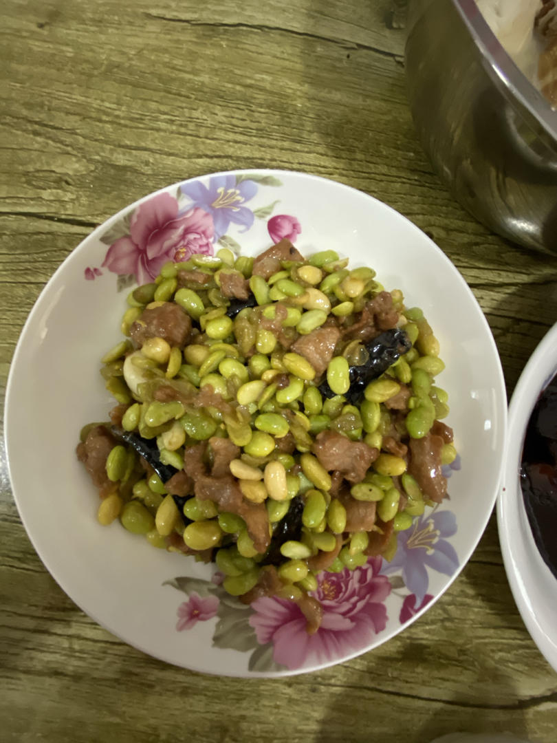 豆子炒肉（不放味精，超简单）