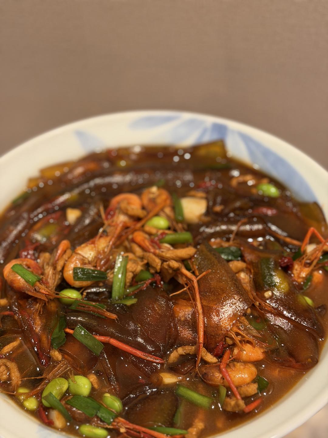 夏日农家菜-河虾烧粉皮