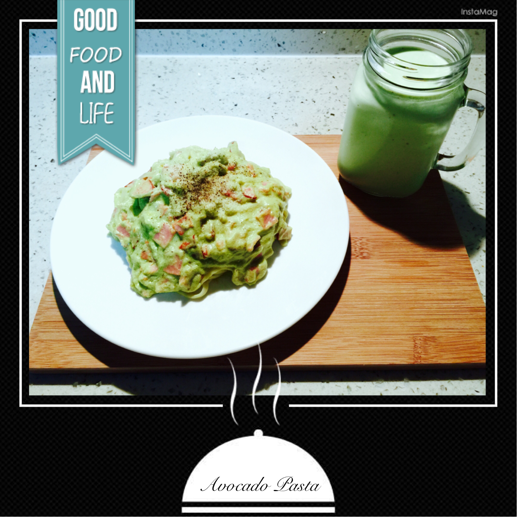 小清新牛油果火腿意面