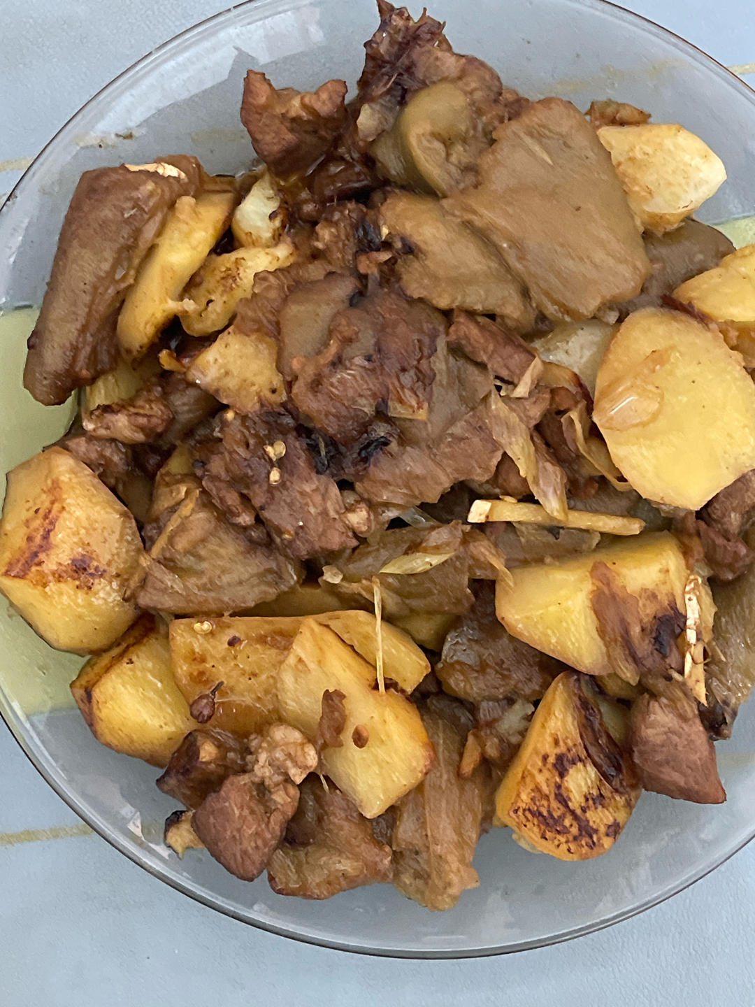 五花肉茄子炖土豆