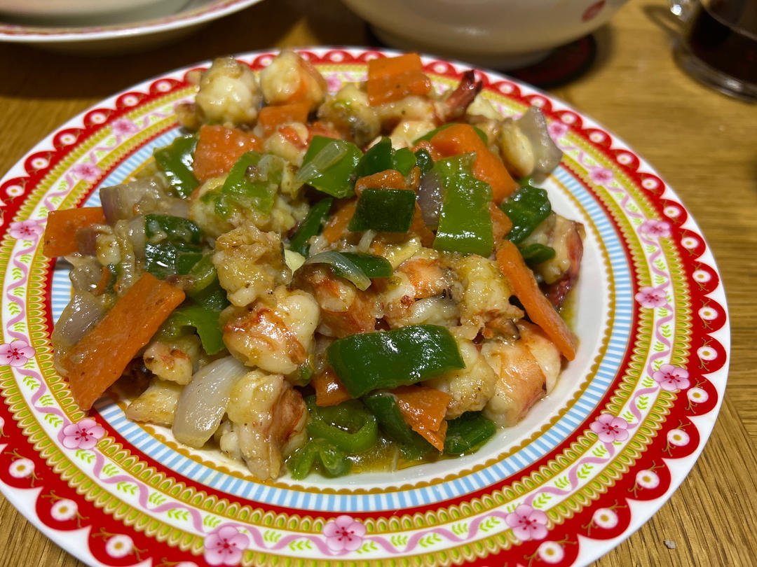 青椒洋葱炒虾仁