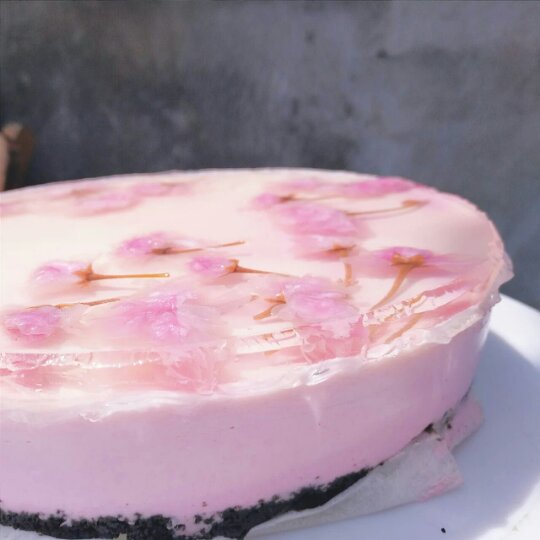 颜值爆表的樱花慕斯。（6寸圆模）