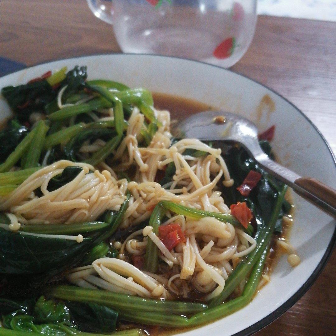 凉拌菠菜金针菇