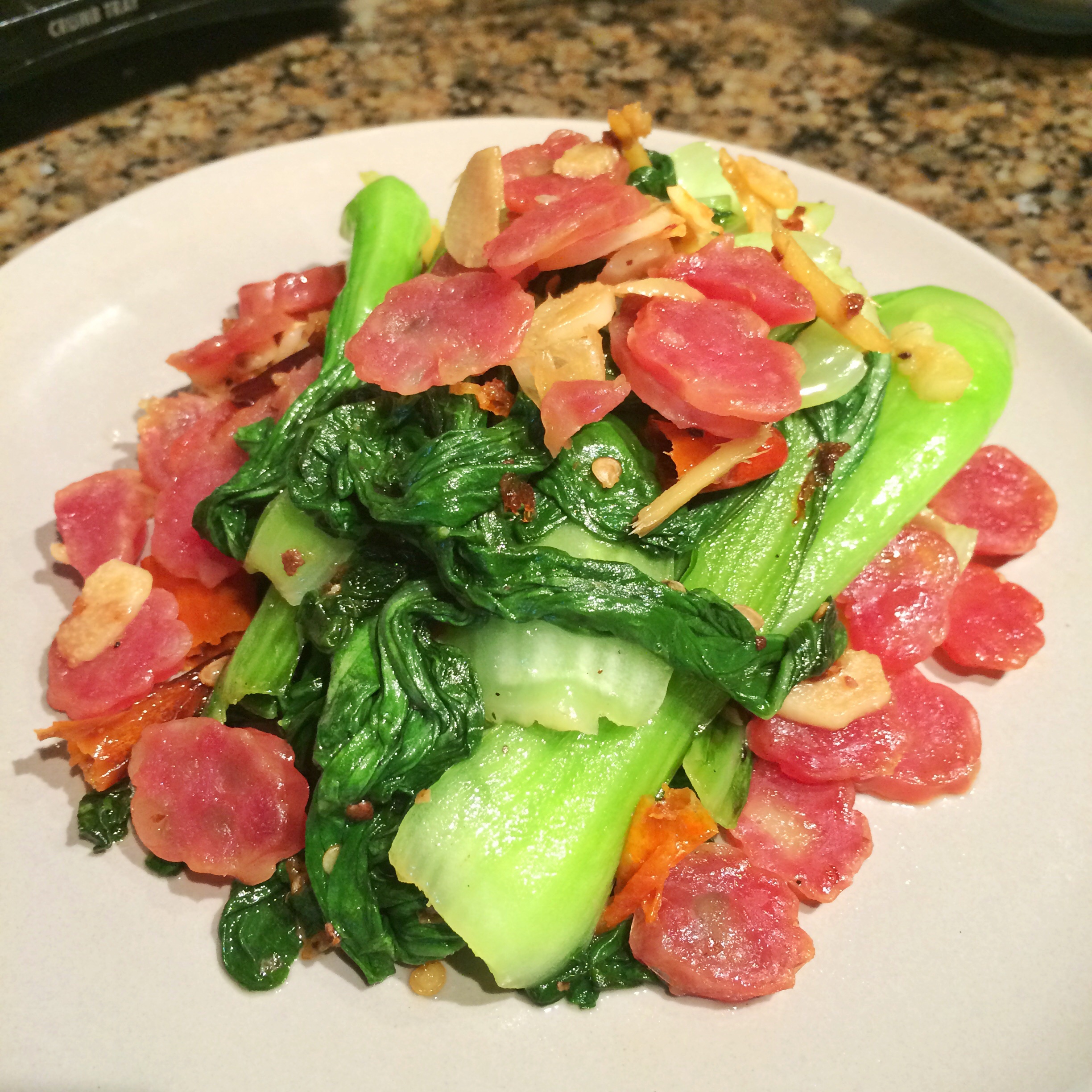 香肠炒小白菜