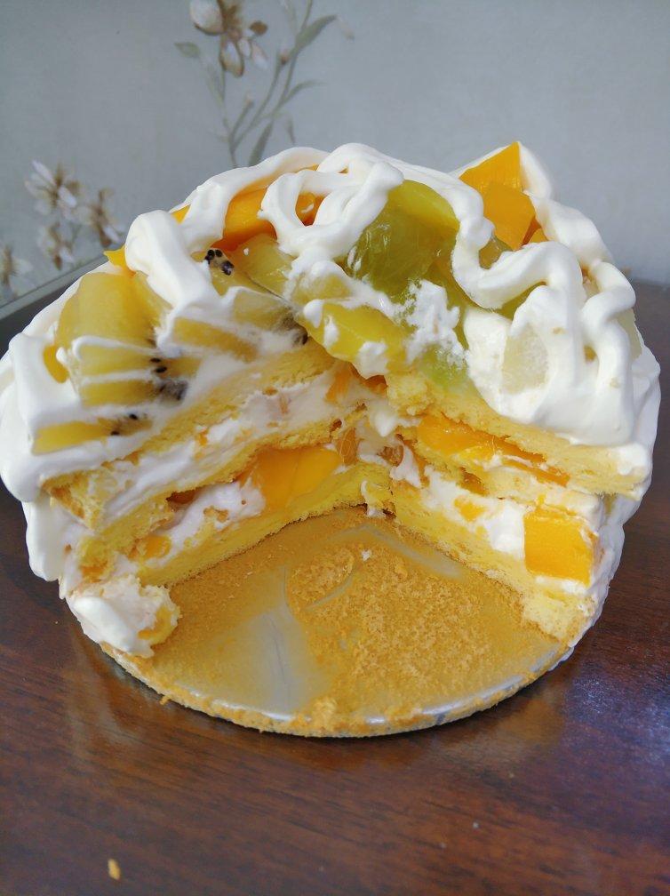 不会抹奶油也可以做的水果裸蛋糕～