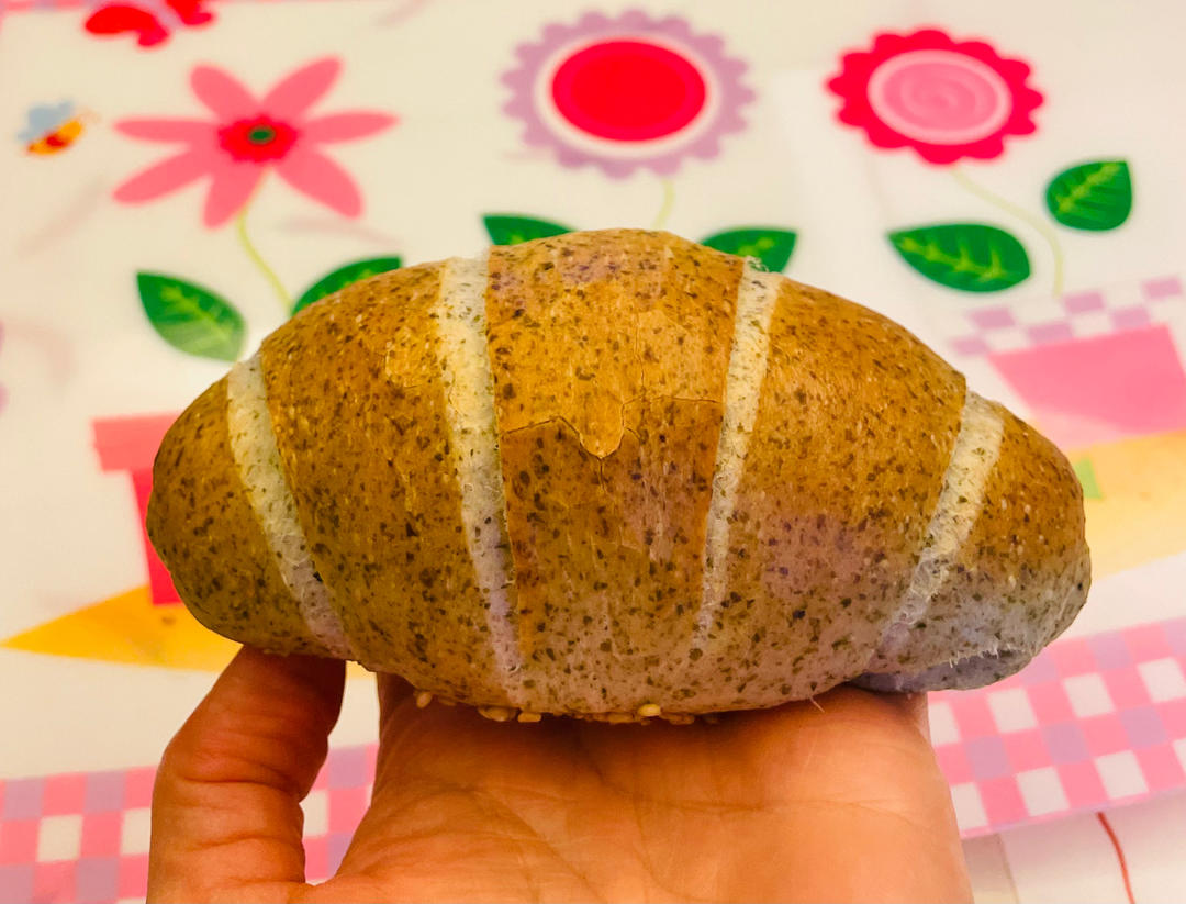 脆皮海苔盐面包｜法国老面