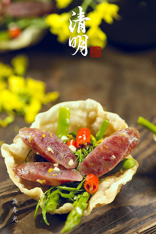 【一盏春光（凉拌油菜花）】