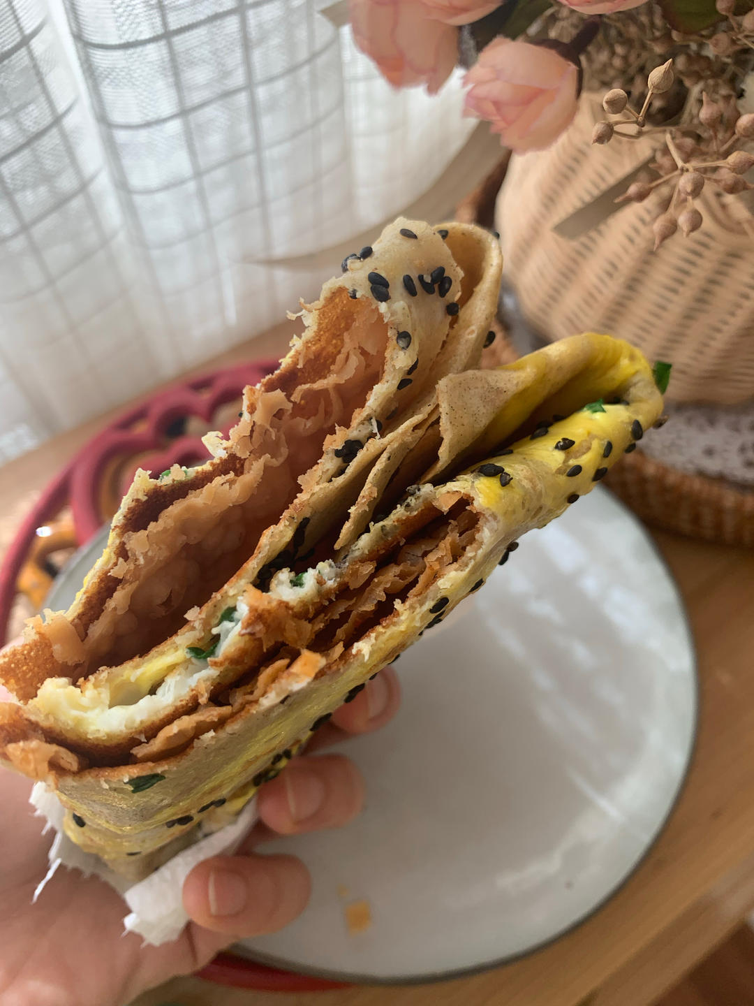 酥脆不用油的杂粮煎饼