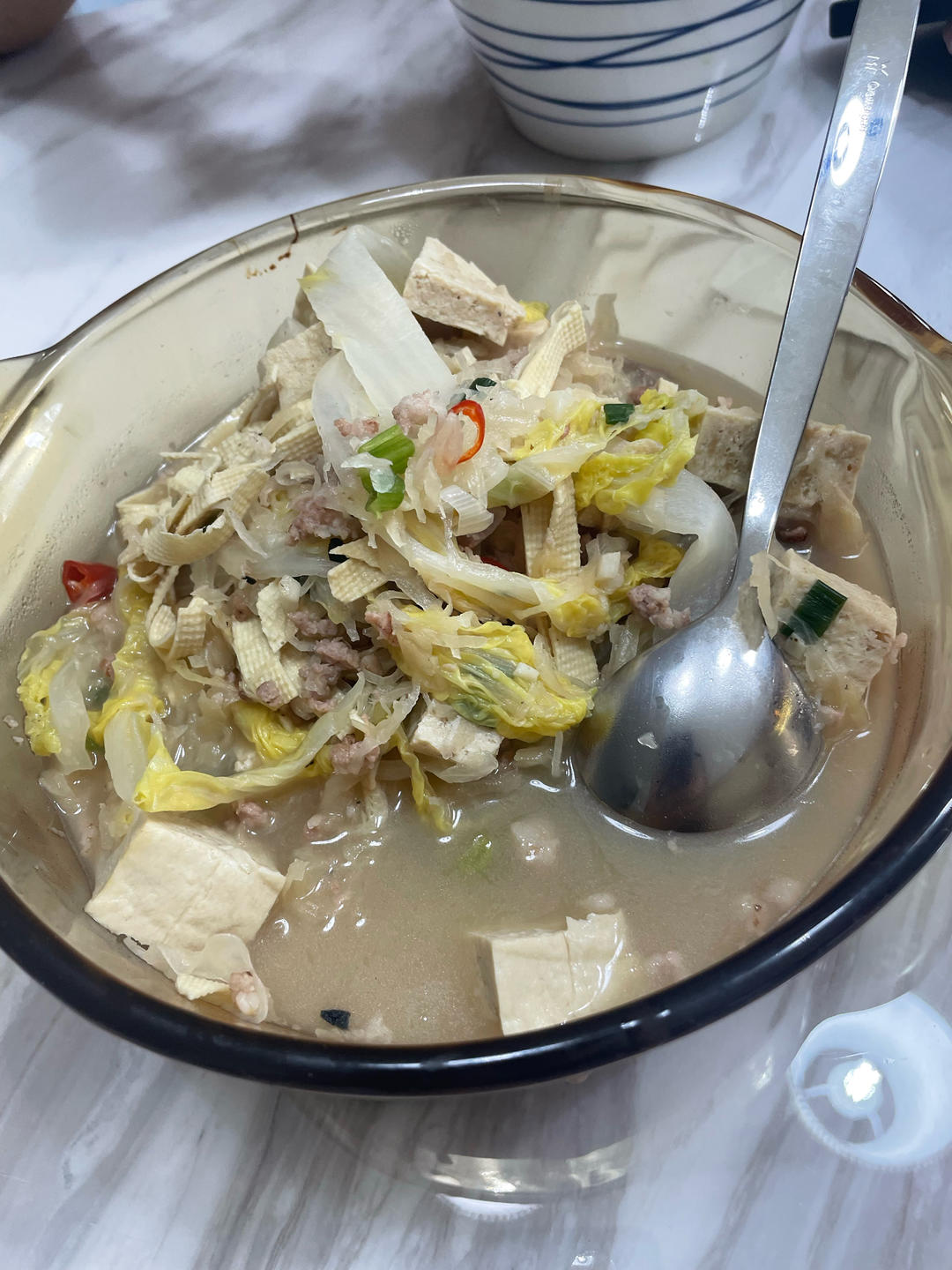 炖菜系 | 肉末冬菜炖冻豆腐