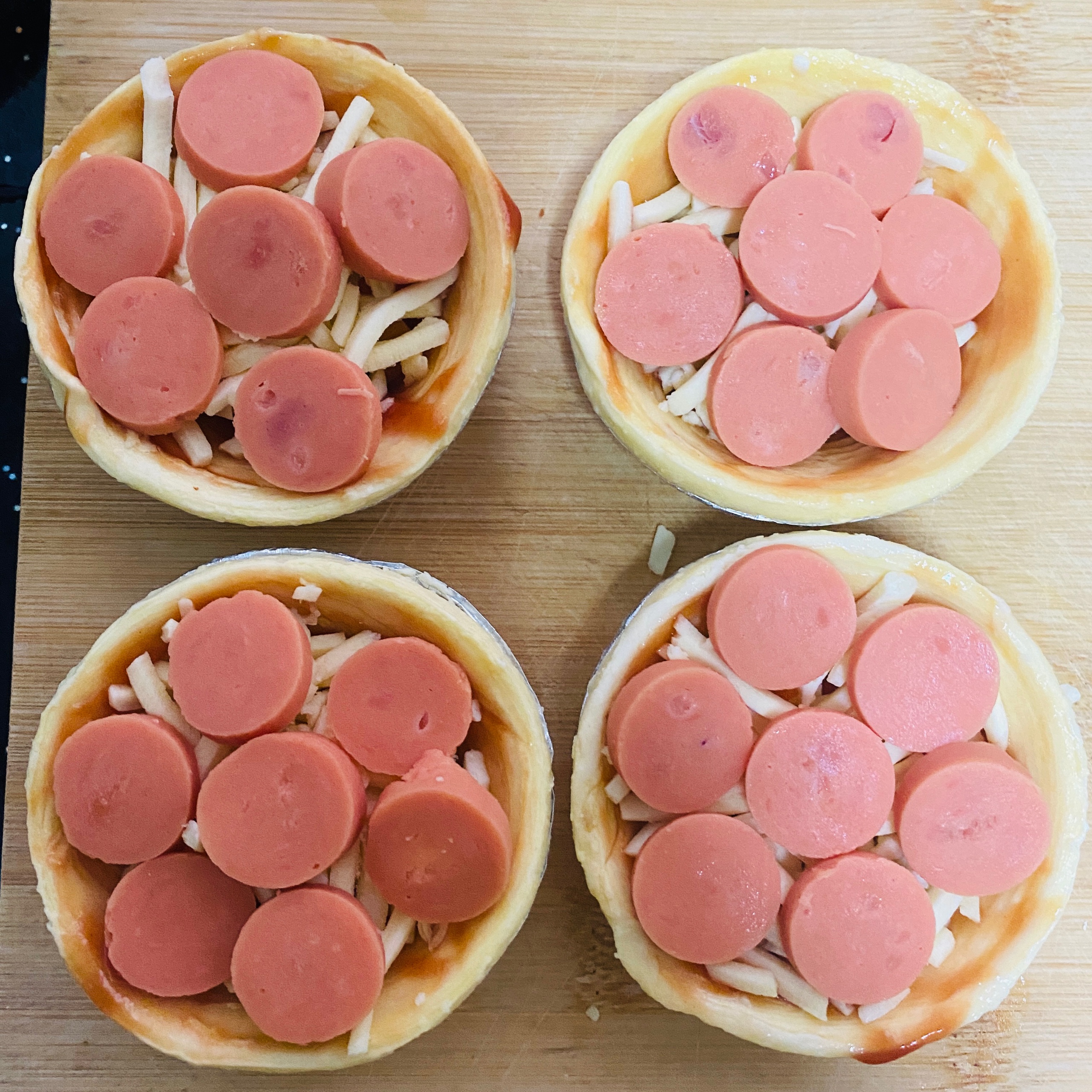 蛋挞皮版迷你小披萨（空气炸锅）的做法 步骤5