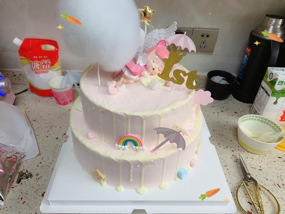 双层女宝宝儿童生日蛋糕