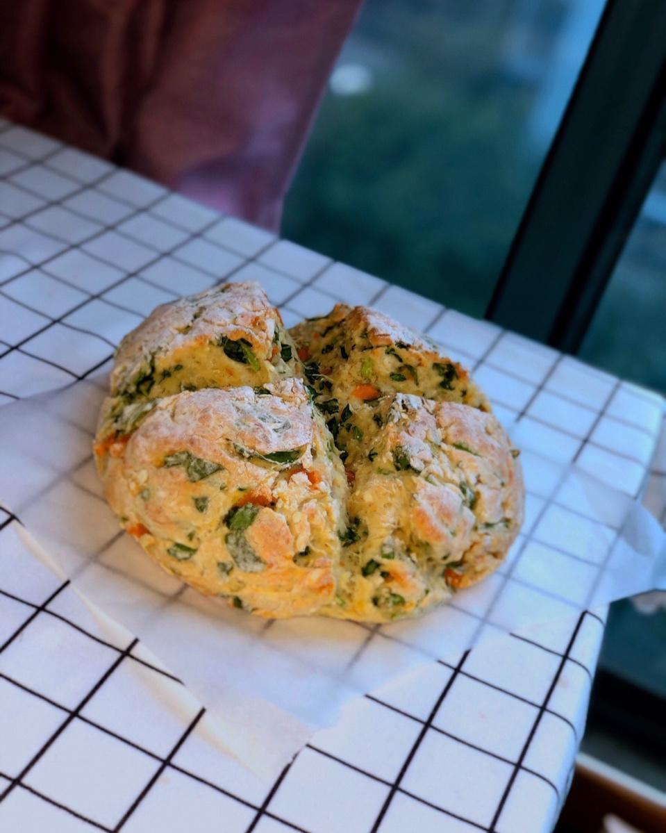 菠菜南瓜奶酪丹波面包丨健康·烘焙