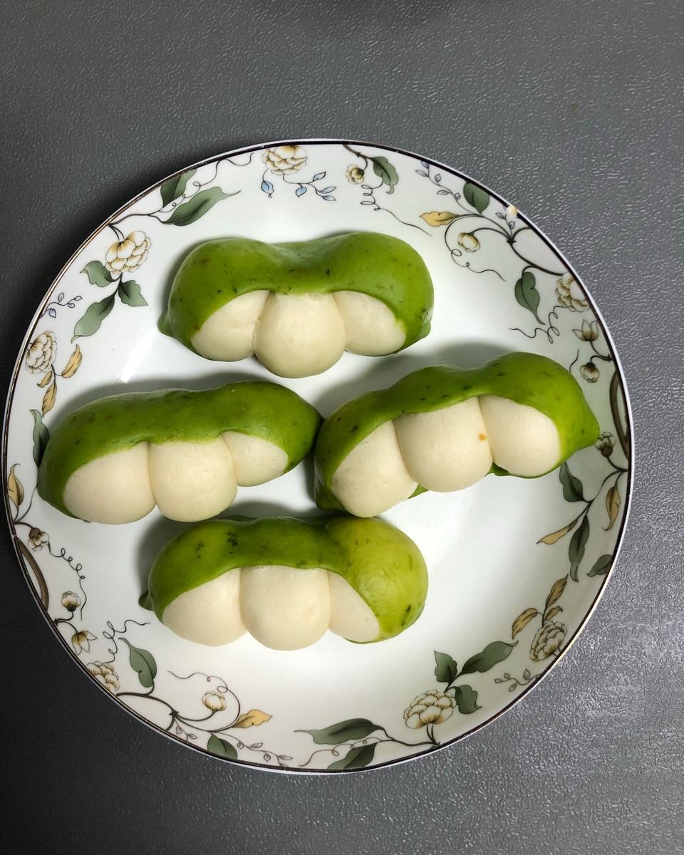 卡通造型可爱豌豆荚馒头